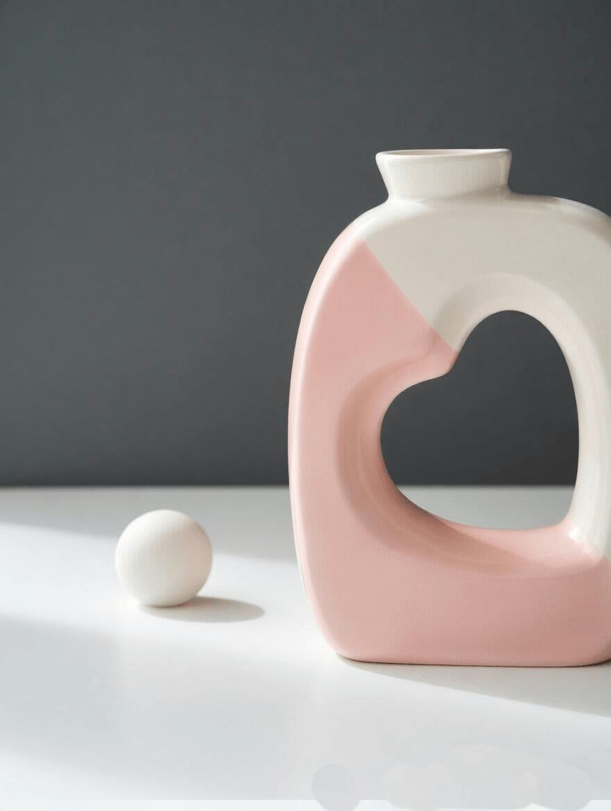 Handcrafted Heart Vase—Pink White