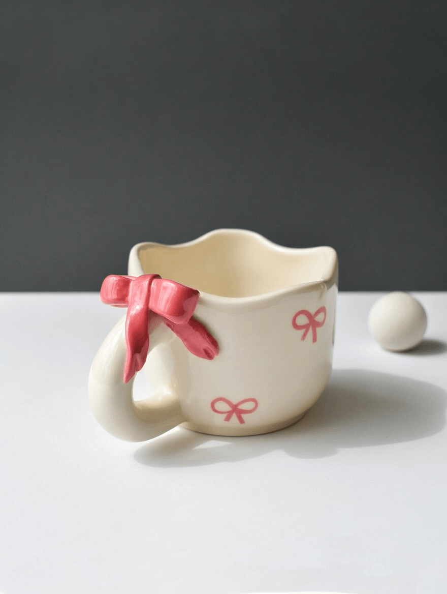 Pink Bow Design Ceramic Mug