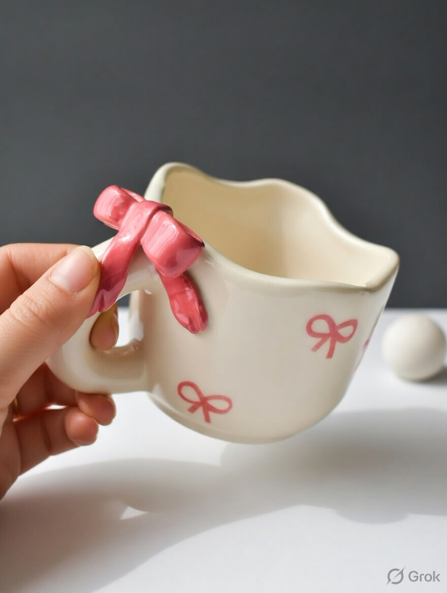 Pink Bow Design Ceramic Mug