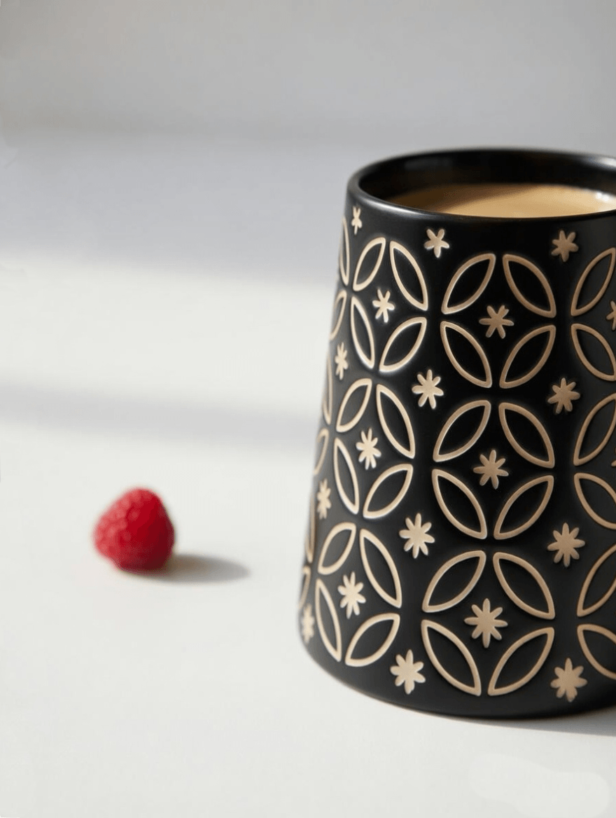 Ceramic Coffee Mug with Geometric Shapes