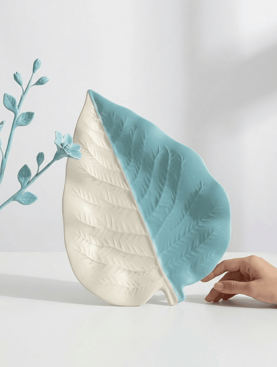 Leaf-Shaped Ceramic Serving Platter