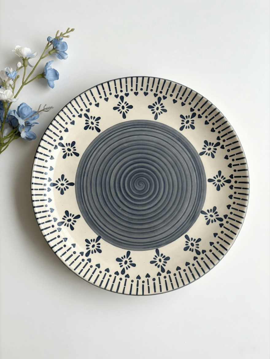 Spiral Floral Dinner Plates